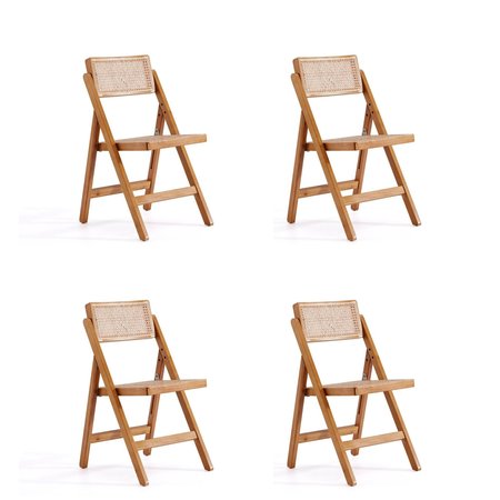 MANHATTAN COMFORT Pullman Folding Dining Chair in Nature Cane, Set of 4 2-DCCA08-NA